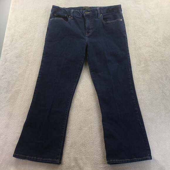 Banana Republic Womens Jeans 31/12 Cropped Bootcut Leg Blue Dark Denim Casual - Picture 13 of 14